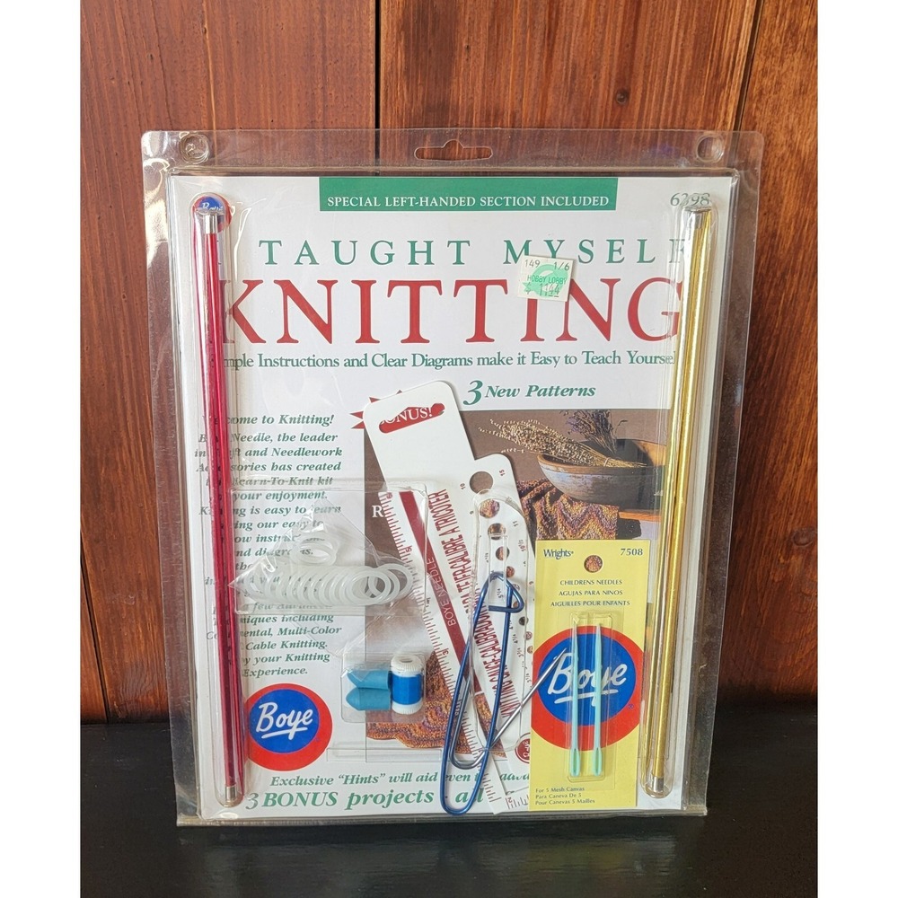 Boye 6398 Taught Myself Knitting Kit New Sealed Beginner Hobby Gift Set Patterns
